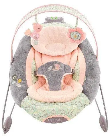 Ingenuity Smartbounce Automatic Bouncer Piper for Baby Girls Kidzkit